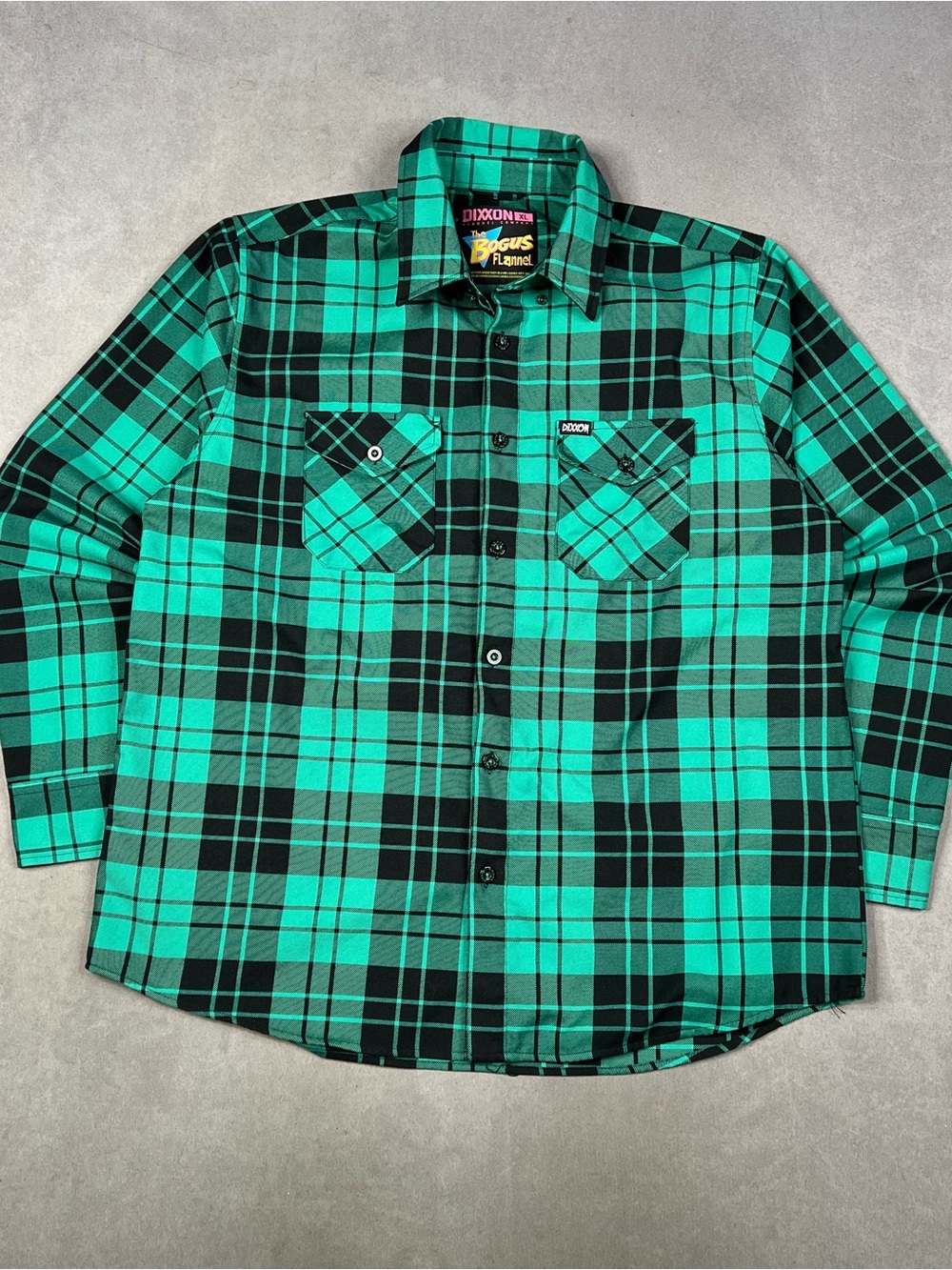 DIXXON Green and Black Plaid Button-Up Shirt